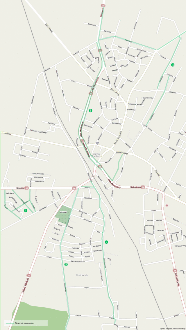 mapa: Ścieżki rowerowe w Bielsku Podlaskim