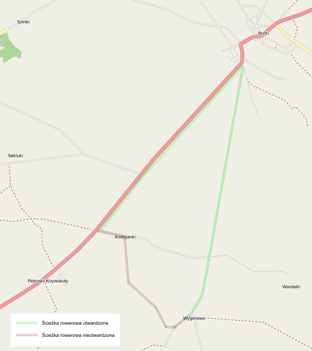 mapa: Ścieżki rowerowe w gminie Boćki